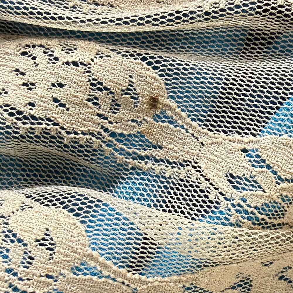 Vintage 90s Y2k Collared Sheer Lace Mini Dress Mod Retro Whimsy Twee 70s Style M - Picture 9 of 9